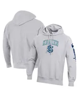 Men's Champion Heather Gray Seattle Kraken Reverse Weave Pullover Hoodie