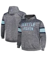 Men's Heather Charcoal Seattle Kraken Big and Tall Stripe Pullover Hoodie