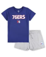Women's Fanatics Royal, Heather Gray Philadelphia 76ers Plus T-shirt and Shorts Combo Set