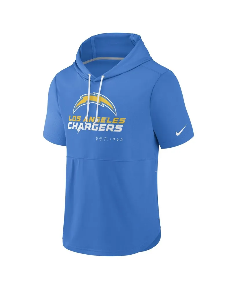 Men's Nike Powder Blue Los Angeles Chargers Short Sleeve Pullover Hoodie