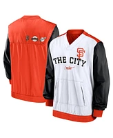 Men's Nike White, Orange San Francisco Giants Rewind Warmup V-Neck Pullover Jacket
