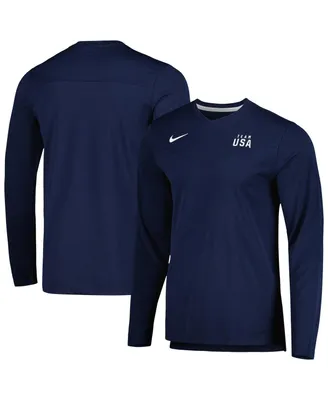 Men's Nike Navy Team Usa Coaches Performance Long Sleeve V-Neck T-shirt