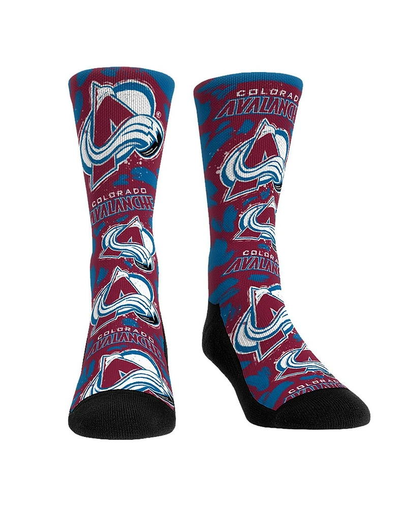 Men's and Women's Rock 'Em Socks Colorado Avalanche Allover Logo Paint Crew