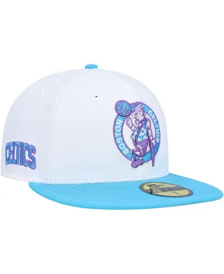 Men's New Era White Boston Celtics Vice Blue Side Patch 59FIFTY Fitted Hat