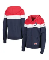 Women's New Era Heather Navy Boston Red Sox Colorblock Full-Zip Hoodie Jacket
