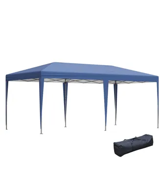 Outsunny 10' x 20' Pop Up Canopy with Sturdy Frame, Uv Protection, Carry Bag for Patio, Backyard, Beach, Garden, Blue