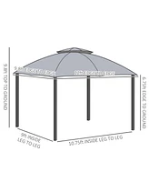 Outsunny 10' x 12' 2-Level Outdoor Gazebo Tent w/ Zippe Mesh Sidewalls