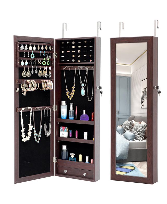 Simplie Fun Fashion Simple Jewelry Storage Mirror Cabinet Can Be Hung On The Door Or Wall