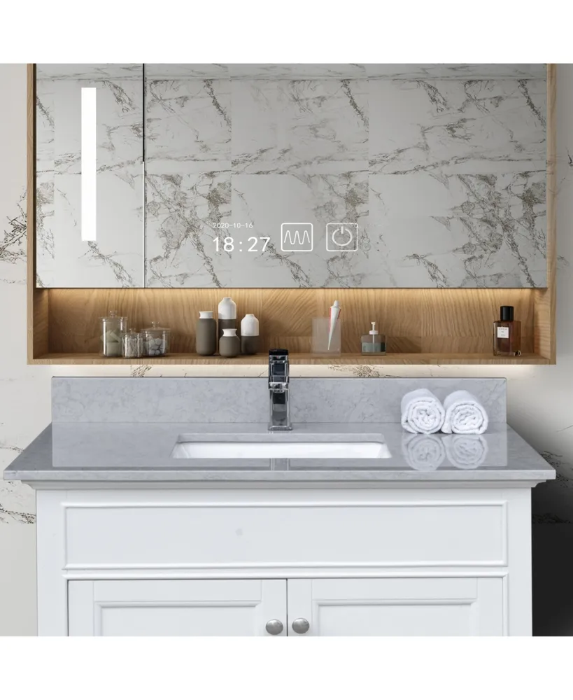 Simplie Fun 37 Inches Bathroom Stone Vanity Top Calacatta Engineered Marble With Undermount