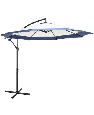 Outsunny 10FT Cantilever Umbrella, Offset Patio Umbrella with Crank and Cross Base for Deck, Backyard, Pool and Garden, Hanging Umbrellas