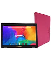 Linsay New 10.1" Tablet Octa Core 128GB Bundle with Pink Case Newest Android 13