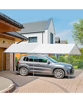 Outsunny 10'x20' Carport Heavy Duty Galvanized Car Canopy with Included Anchor Kit, 3 Reinforced Steel Cables, White