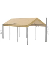 Outsunny 10' x 20' Carport, Portable Garage & Patio Canopy Tent Storage Shelter, Adjustable Height, Anti-uv Cover for Car, Truck, Boat, Catering