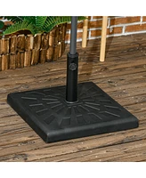 Outsunny 42lbs Resin Patio Umbrella Base, 20" Square Outdoor Umbrella Stand Holder for Parasol Poles 1.26", 1.5", and 1.9" Dia, Black