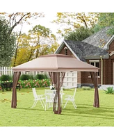 Outsunny 11' x 11' Pop Up Gazebo Outdoor Canopy Shelter with 2