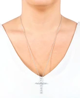 Giani Bernini Cubic Zirconia Marquise & Round Cross 24" Pendant Necklace in Sterling Silver, Created for Macy's