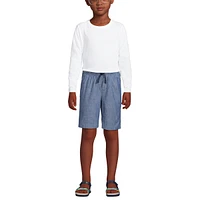 Lands' End Big Boys Husky Pull On Chambray Elastic Waist Shorts