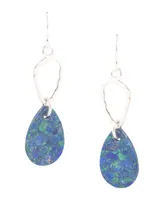 Barse Rose Sterling Silver and Genuine Azurite Drop Earrings