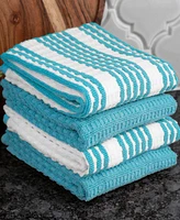 T-Fal Solid and Stripe Waffle Kitchen Towel, Set of 4