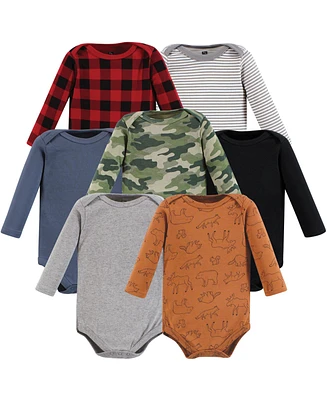 Hudson Baby Boys Cotton Long-Sleeve Bodysuits, Into The Woods Prints -Pack