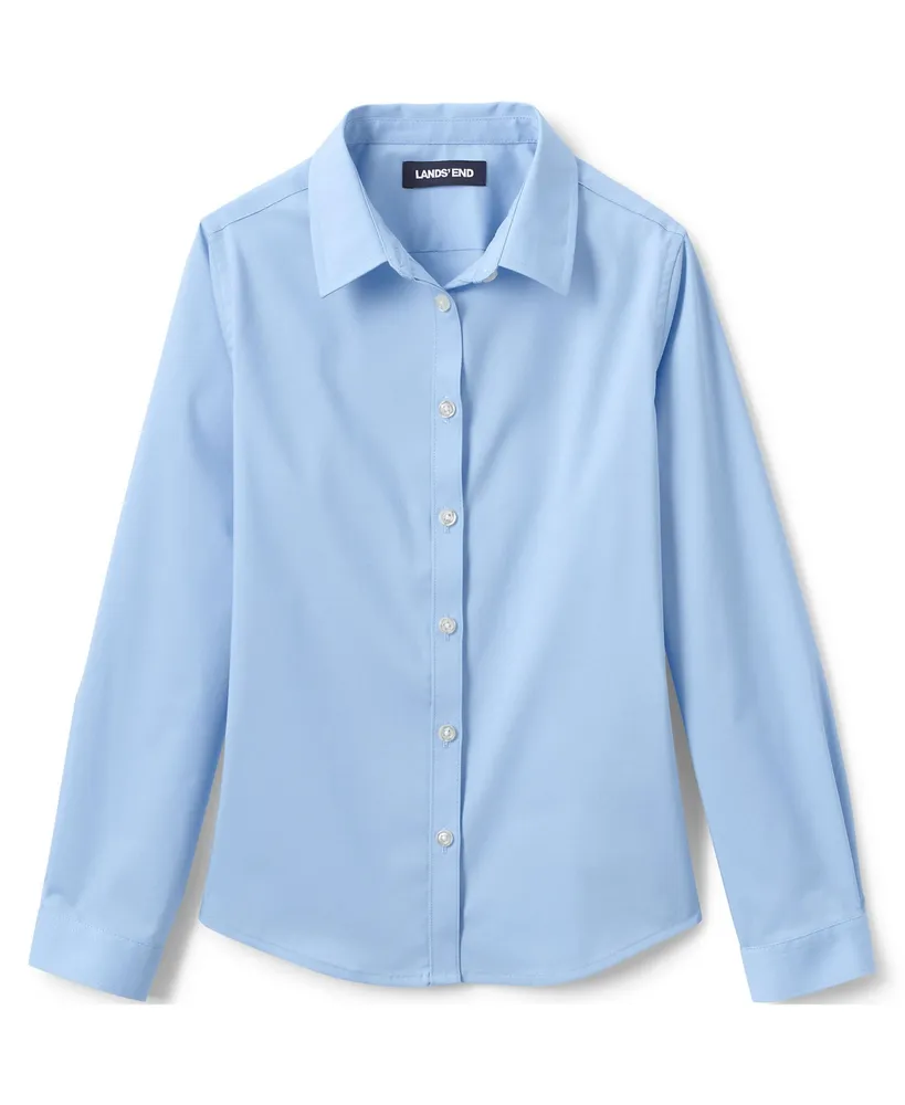 Lands' End Big Girls School Uniform No Gape Long Sleeve Stretch Shirt