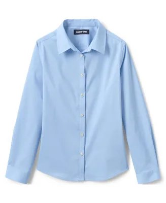 Lands' End Big Girls No Gape Long Sleeve Stretch Shirt