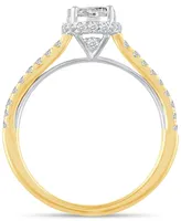 Diamond Oval Cluster Two Row Engagement Ring (1 ct. t.w.) in 14k Two-Tone Gold