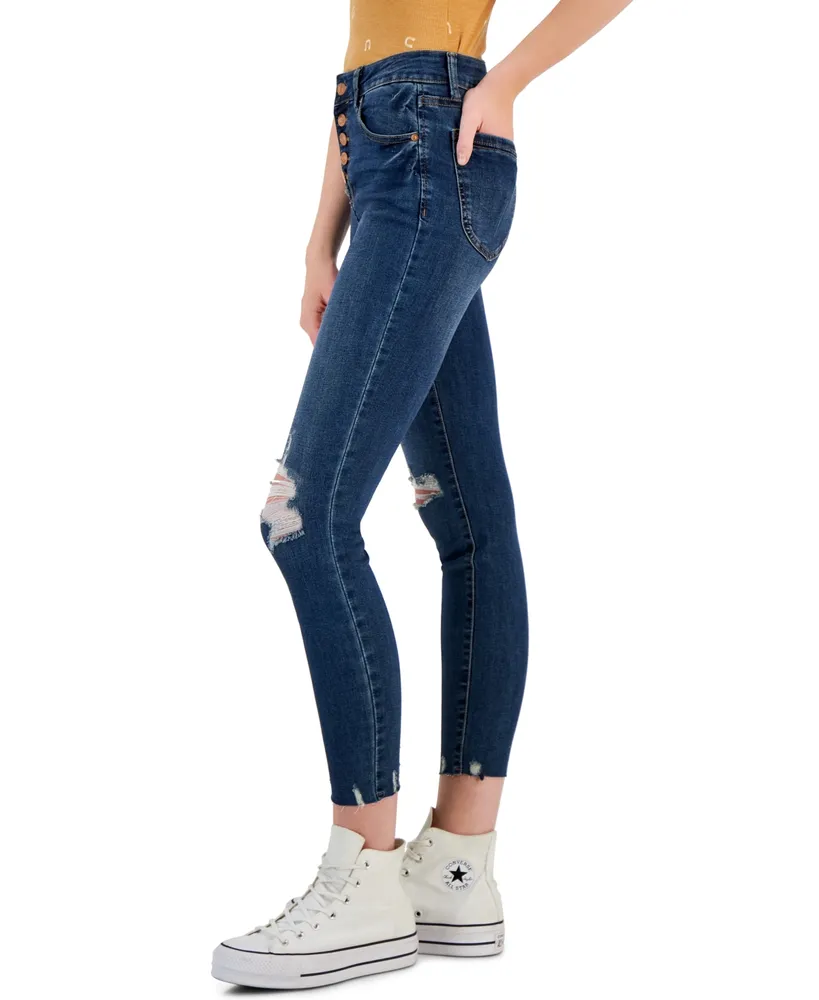 Celebrity Pink Juniors' Curvy Distressed Skinny Ankle Jeans