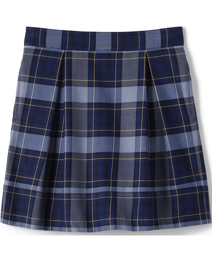 Lands' End Little Girls School Uniform Plaid Pleated Skort Top of Knee