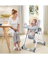 Baby Folding Convertible High Chair Adjustable Height Recline