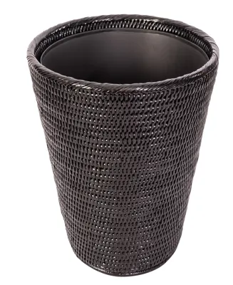Artifacts Trading Company Rattan Round Tapered Waste Basket with Metal Liner