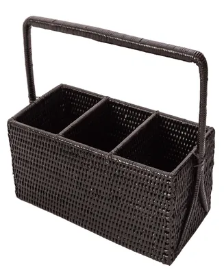 Artifacts Trading Company Rattan 3 Section Caddy/Cutlery Holder with Handle