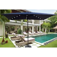 Streamdale Furniture 10 X 6.5FT Rectangular Patio Solar Led Lighted Outdoor Umbrellas With Crank And Push Button