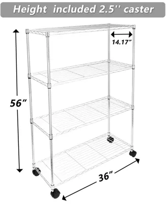 Streamdale Furniture Simple Deluxe Heavy Duty 4-Shelf Shelving Unit With Wheel And Adjustable Feet, 36(L)X14(W)