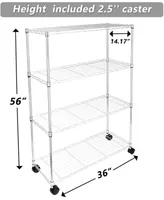 Simplie Fun Simple Deluxe Heavy Duty 4-Shelf Shelving Unit With Wheel And Adjustable Feet, 36(L)X14(W)