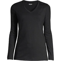 Lands' End Women's Relaxed Supima Cotton Long Sleeve V-Neck T-Shirt