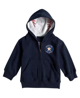 Infant Boys and Girls Soft As A Grape Navy Houston Astros Baseball Print Full-Zip Hoodie