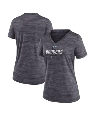Women's Nike Black Los Angeles Dodgers Authentic Collection Velocity Practice Performance V-Neck T-shirt