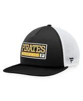 Men's Majestic Black, White Pittsburgh Pirates Foam Trucker Snapback Hat