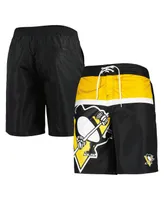 Men's Starter Black Pittsburgh Penguins Sea Wind Swim Trunks