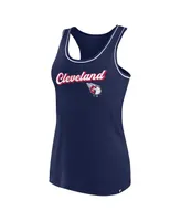 Women's Fanatics Navy Cleveland Guardians Wordmark Logo Racerback Tank Top