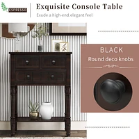 Streamdale Furniture Narrow Console Table, Slim Sofa Table With Three Storage Drawers And Bottom Shelf