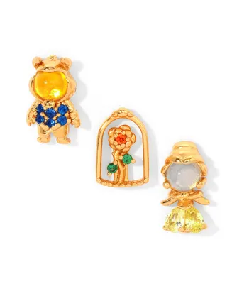 Girls Crew Crystal Multi-Color Disney Princess Beauty and the Beast Stud Earring Set
