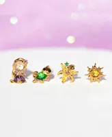 Girls Crew Crystal Multi-Color Disney Princess Tangled Stud Earring Set