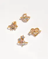 Girls Crew Crystal Opalescent Celestial Universal Love Stud Earrings Set