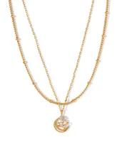 Girls Crew Crystal Opalescent Celestial Luna Love Layered Necklace