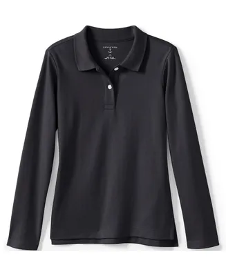 Lands' End Girls Long Sleeve Feminine Fit Interlock Polo Shirt