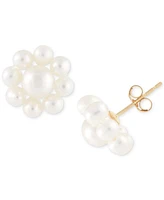 Cultured Freshwater Pearl (2-3/4 - 4-1/2mm) Flower Stud Earrings in 14K Gold