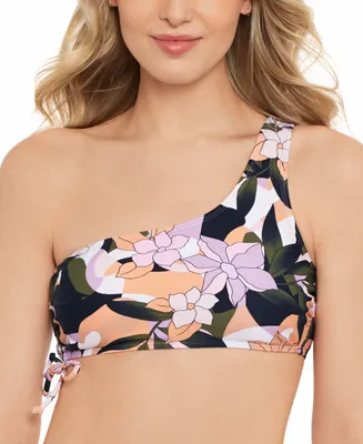 Salt + Cove Juniors' Floral-Print One-Shoulder Bikini Top, Created for Macy's - Flora