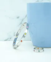 Lab-grown Multi-Sapphire Bangle Bracelet (1-1/3 ct. t.w.) Sterling Silver